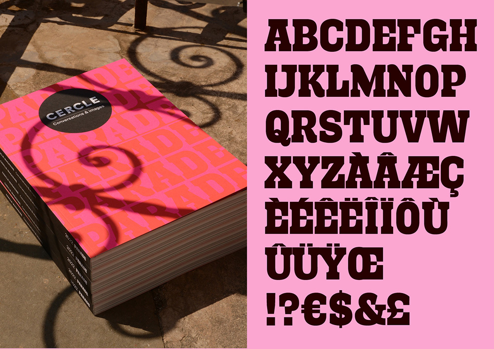 couverture du magazine Cercle sur le thème de la Parade, set de caractères de la typographie sur mesure créée par Thierry Fétiveau